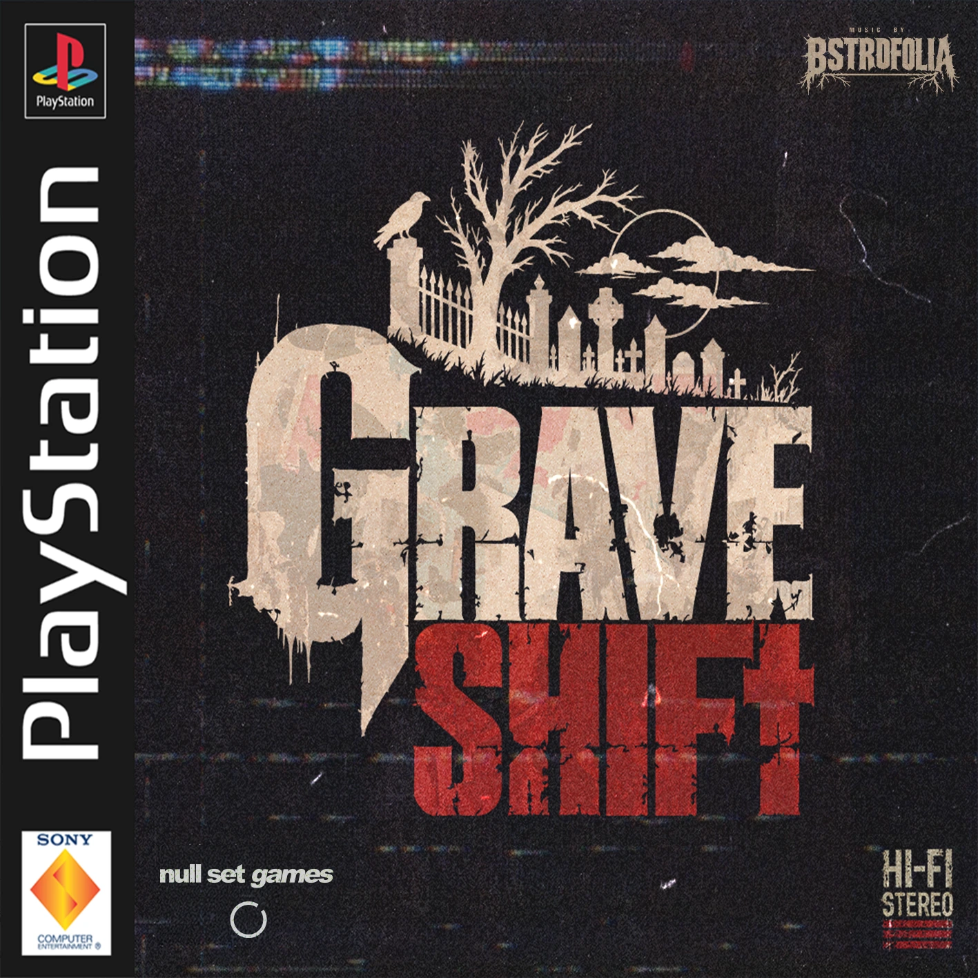Grave Shift cover art, styled as a worn PlayStation game case